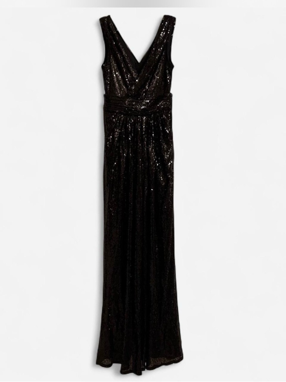 NEW! Black Sequin V-Neck Evening Gown by Kate Kasin ladies sz 4